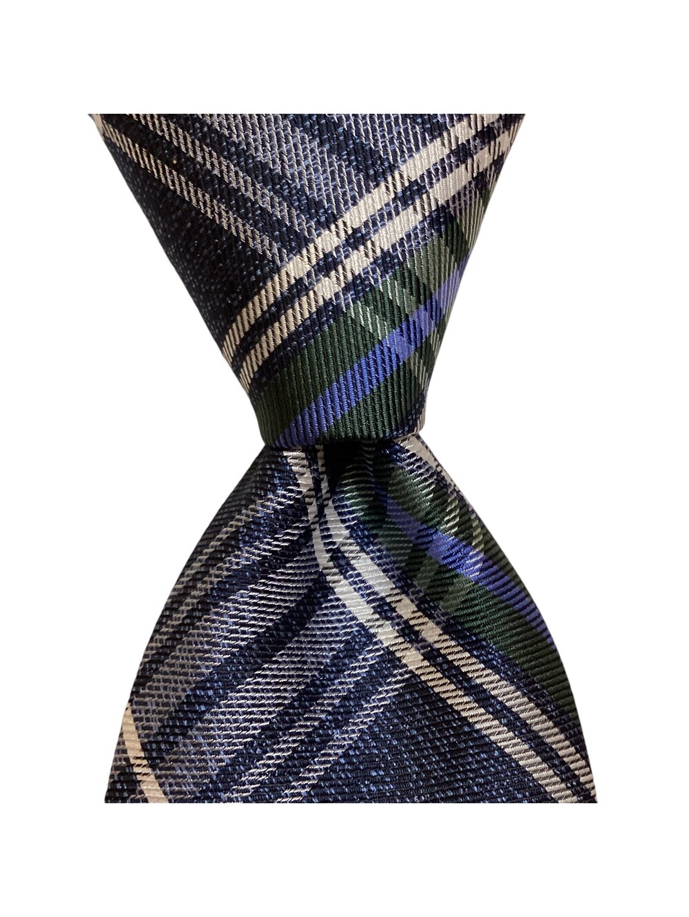 Club Room Men's Skinny Necktie Designer Plaids Checks Blue/Green/White NWT $55